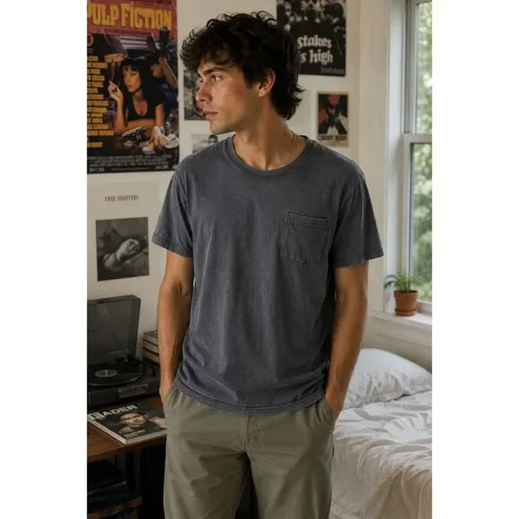 Vintage J. CREW Blue Gray T Shirt Tee Top  Mens Size Medium