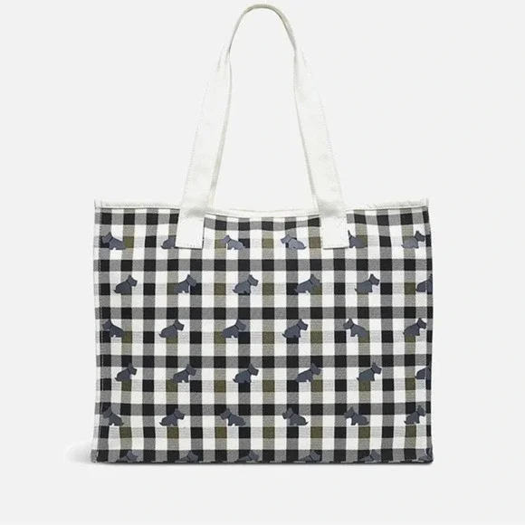Radley London Canvas Tote Bag Medium Westie Dog Plaid