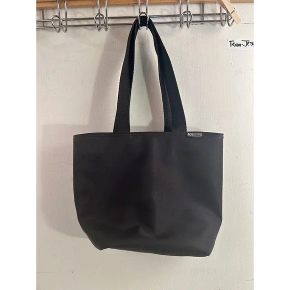 Lands End Tote Bag OS Black Nylon Zip Double Compartment Women