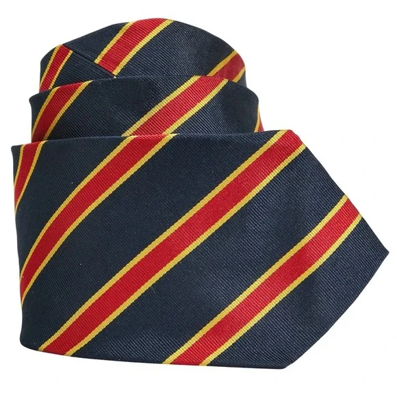 Brooks Brothers Makers Men's Repp Necktie Stripe Silk Navy Red Gold England USA