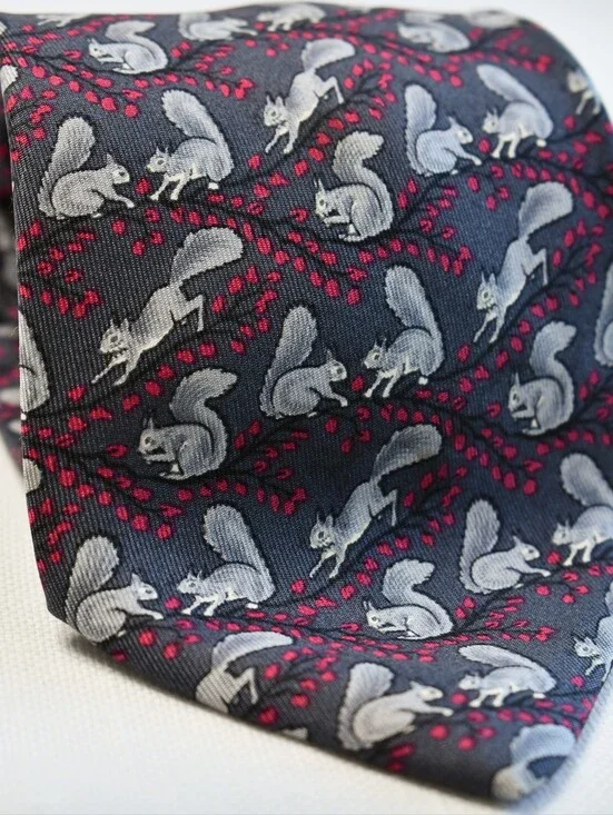 Hermès | Squirrel print silk tie