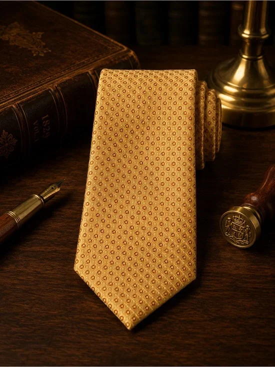 Robert Talbott Carmel Mens Silk Tie Hand Sewn Gold Geometric USA 3.5x58