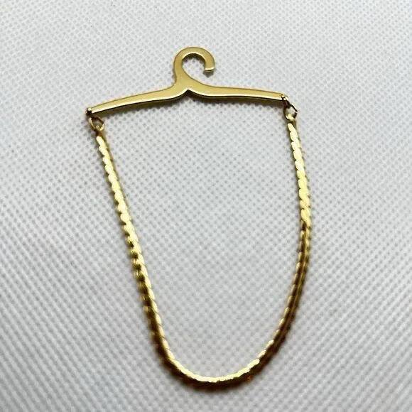 Vintage NWOT MCM Gold Tone Tie Chain Over Button Hanger Dress Tie Bar Chain Clip