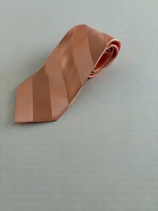 Peach Blush Silk Tie Wedding Groomsmen Satin Stripe Necktie