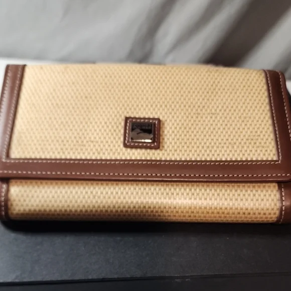 Dooney & Bourke Woven Tan and Brown Clutch