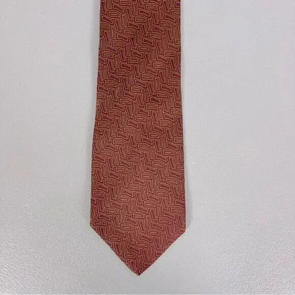 GIORGIO ARMANI MENS SILK TIE RED/BROWN WITH DESIGN