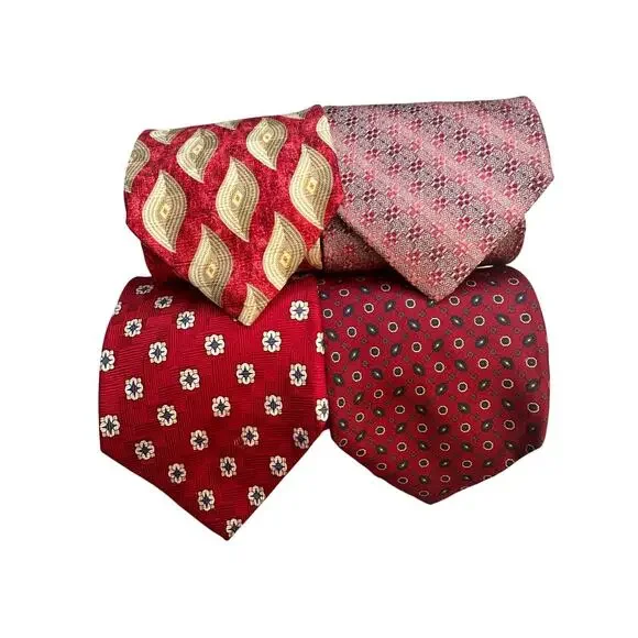 St James Silk Necktie Red Aviator Vintage 90s Designer Silk Necktie Bundle