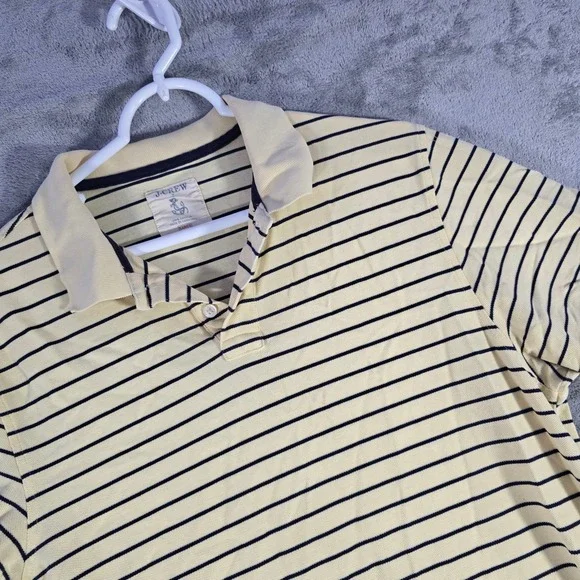 J. Crew Striped Polo Shirt Short Sleeve Casual Cotton Top Yellow‎ Black Large