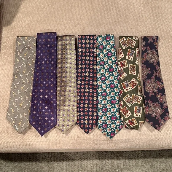 Tommy Hilfiger Men's Patterned Silk Tie Set — Blue, Purple, Green, Gray, Teal