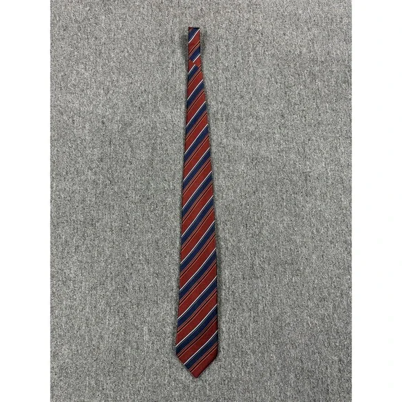 Brioni Tie Mens Red Silk Striped Pattern Made In Italy Classic Formal Necktie