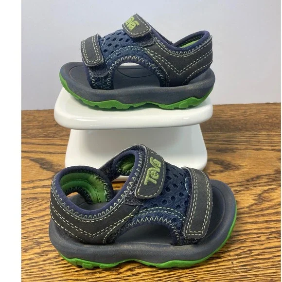 Teva Toddler Psyclone 4 Navy Green Sport Sandals 1019538T Size 4C