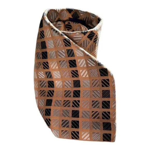 Sophisticated Brown and Black Geometric Tie
