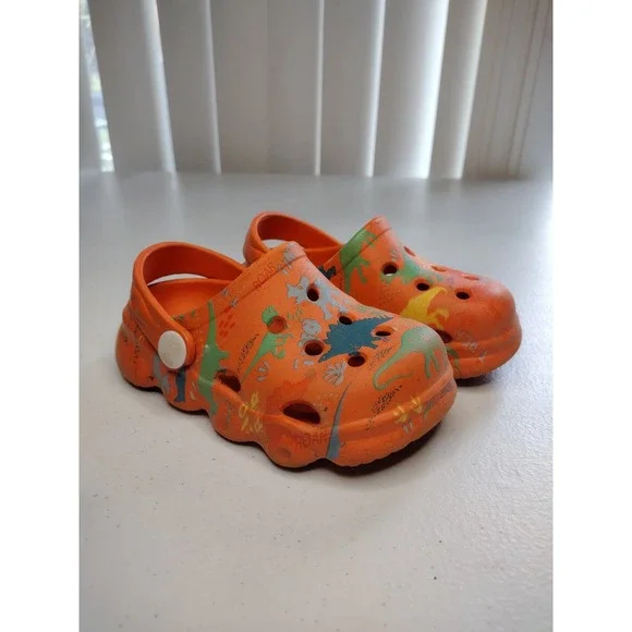 Kids‎ Orange Dinosaur Roar croc Clog Shoes Toddler Size 1.5