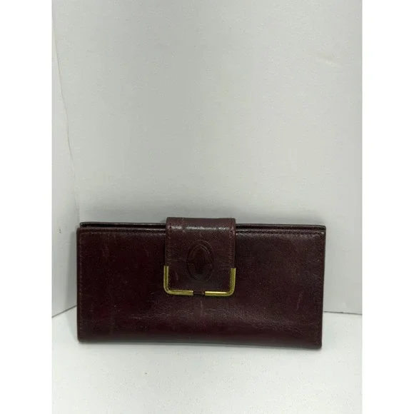 Buxton Vintage Burgundy Leather‎ Bifold Clutch Wallet Snap Closure checkbook