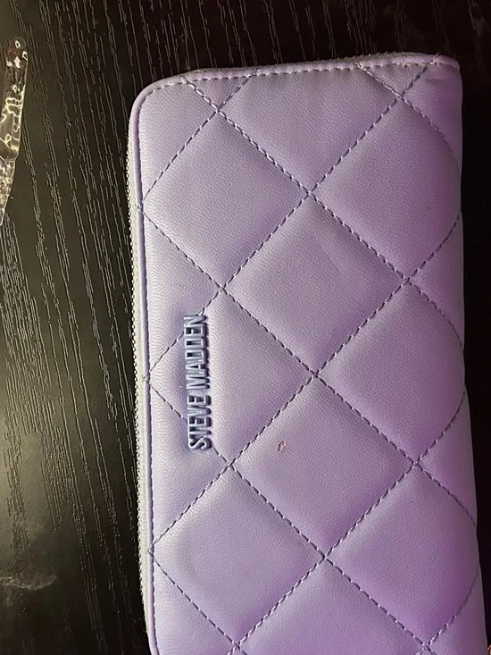 Steve Madden Lavender Zip Wallet with Quilted Exterior