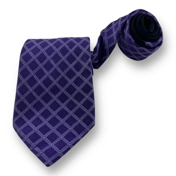 Napoli di Nordstrom‎ Designer Silk Neck Tie Purple Diamond Check