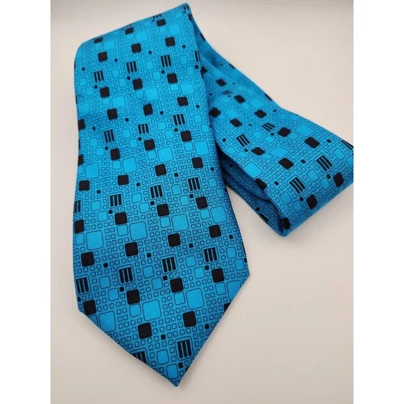 Vineyard Vines custom collection necktie turquoise & black 100% Imported Silk