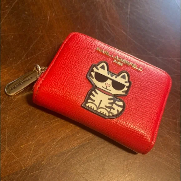 Karl Lagerfeld Red Wallet with Cat Patch