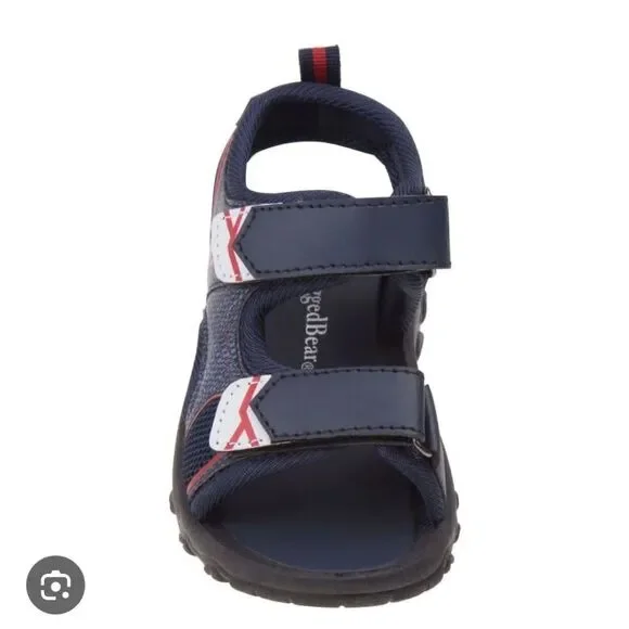 Rugged Bear Boys' 4 Double Hook & Loop Open Toe Sport Sandals - New