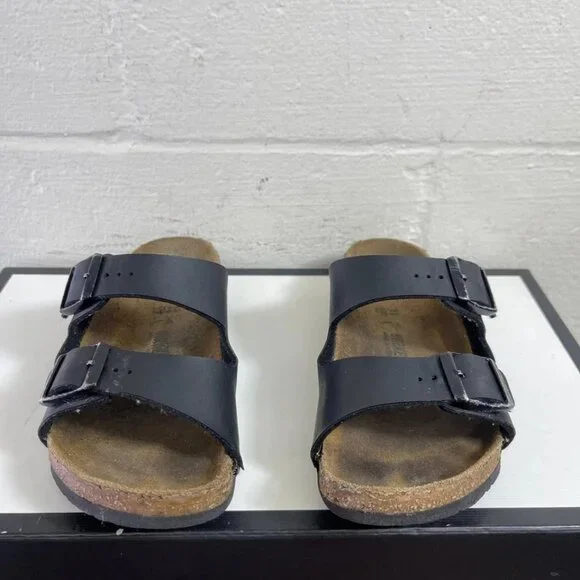 Birkenstock Arizona Black Leather Slide Sandals Slip On Kids Size 31 EU/13 US‎