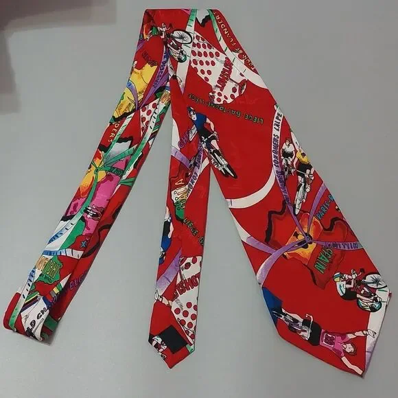 Vintage Nicole Miller Bicycle Tour Around Europe Hand Sewn Designer Silk Tie