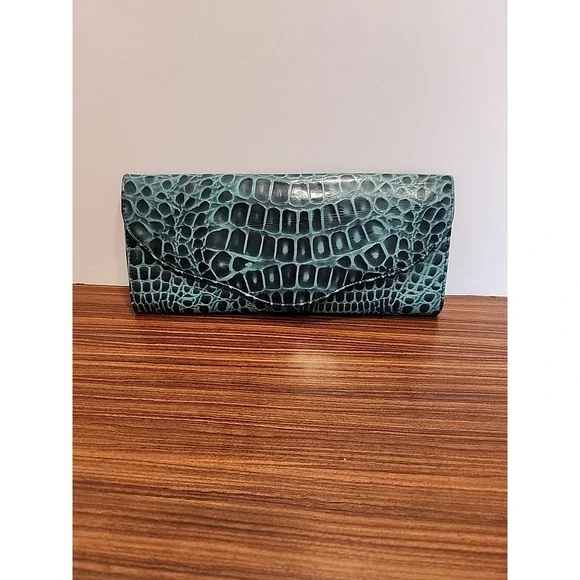 Rolfs Teal Women's Wallet Clutch Genuine Cowhide‎ Checkbook Organizer Card Slots