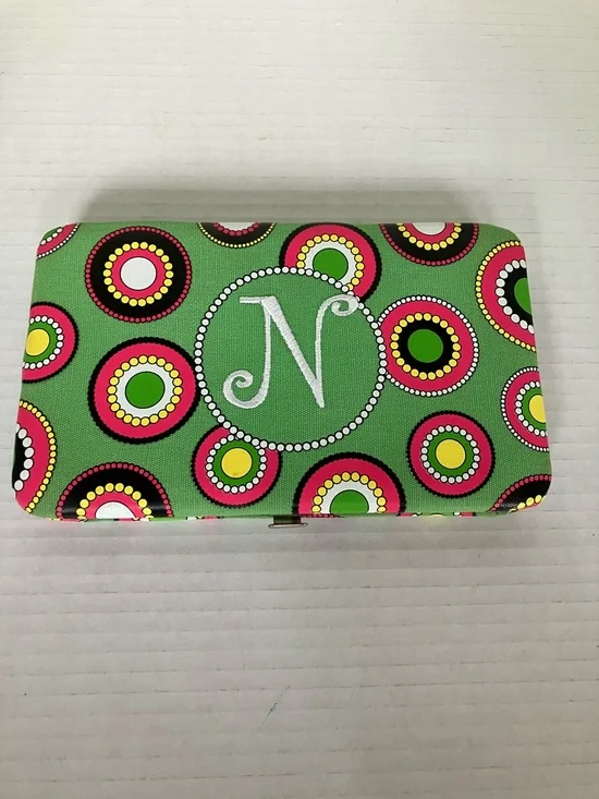 MSC‎ Monogrammed 'N'  - Bright Green with Pink & Yellow Circles 4.5x7.5”