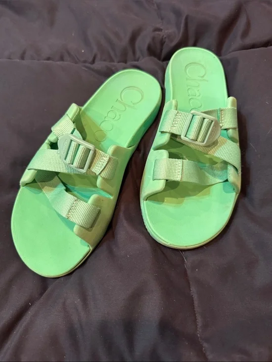 Chaco Kids Light Green Adjustable Slide Sandals