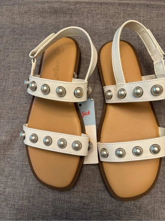 Cat & Jack White Studded Girls' Strap Sandals Size 1