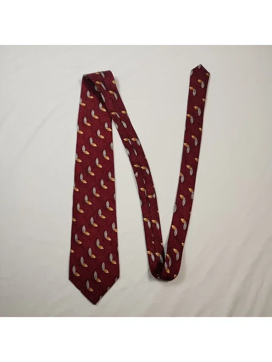 London Fog Mens Burgundy Designed Silk Neck Tie 56 inch.