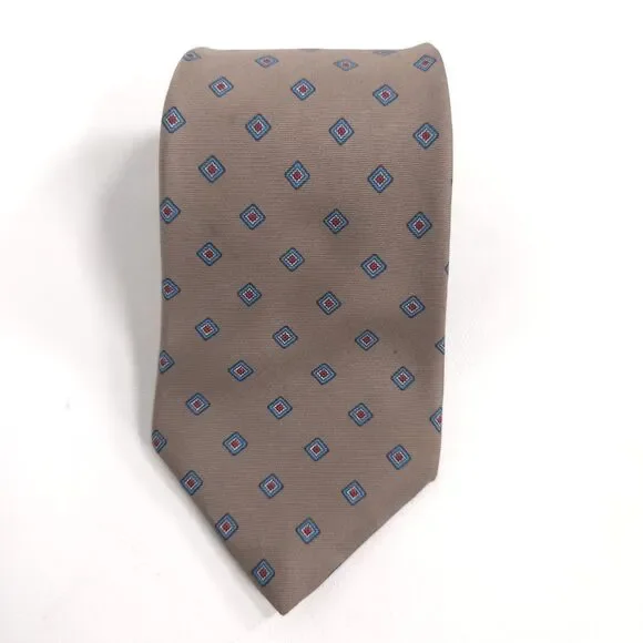 CHRISTIAN DIOR Men's Silk Tie Taupe Fabric Woven Italy Vintage USA‎ Made WPL125