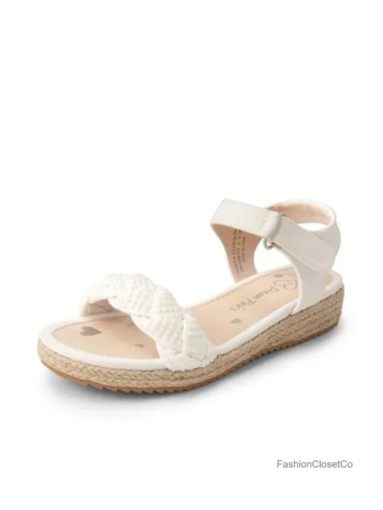Girls Espadrille Platform Wedge Sandals with Rhinestones