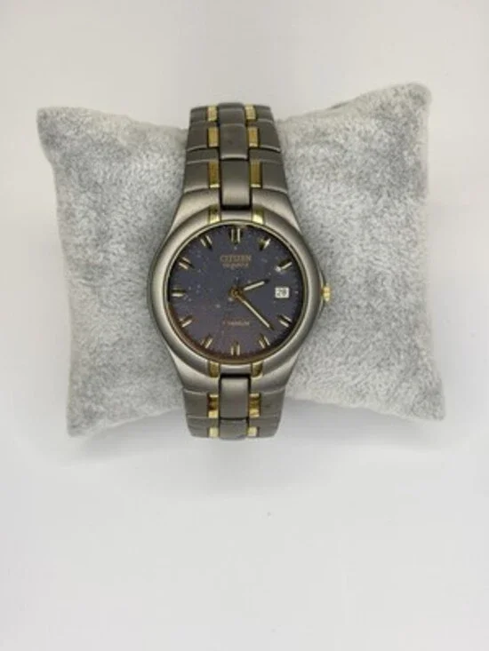 Citizen 2510-S020859 Vintage Men's Quartz Watch Two-Tone Titanium Blue Dial