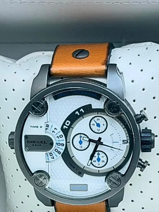 DIESEL DZ7269 Men’s Watch Stainless Steel Leather Band NIB