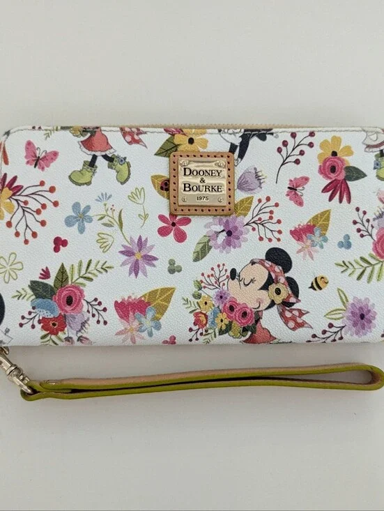 Dooney And Bourke X Disney Minnie Mouse Flower And Garden Wallet Wristlet