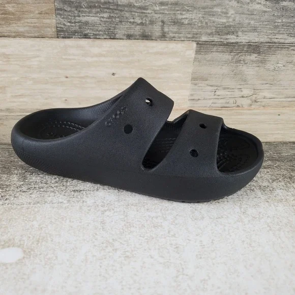 Crocs Classic V2 Little Kids Sandals Sz 12 C12 Black Rubber Comfort Slip On