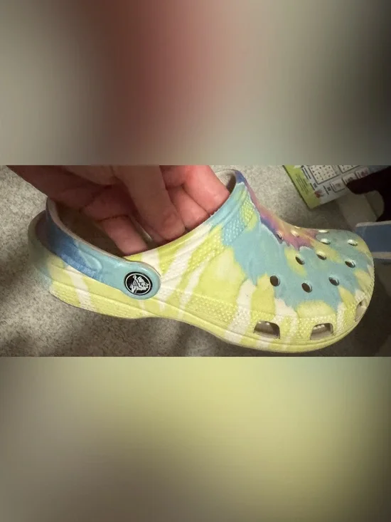 CROCS Kids Tie-Dye Clog in Yellow, Blue & Purple