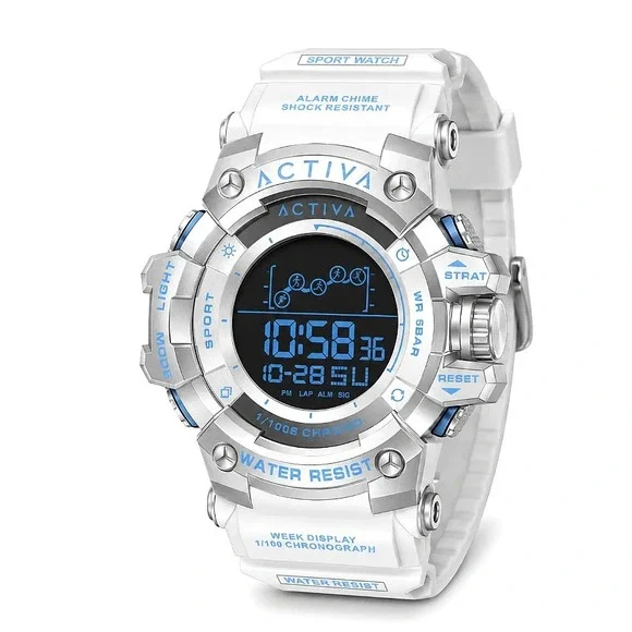 Activa Summit ACW8082-025 Silver Digital Sport Watch 50mm New