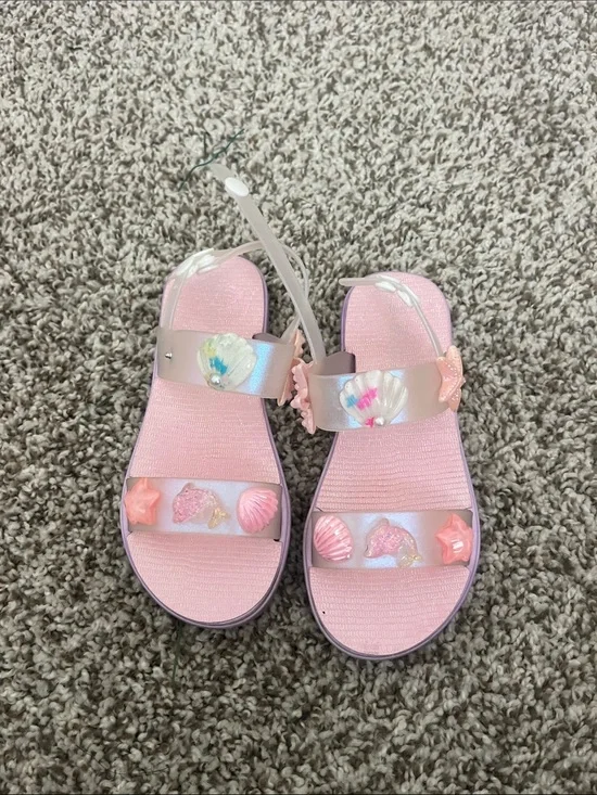 Girls' Pink Jelly Sandals with Seashell Accents