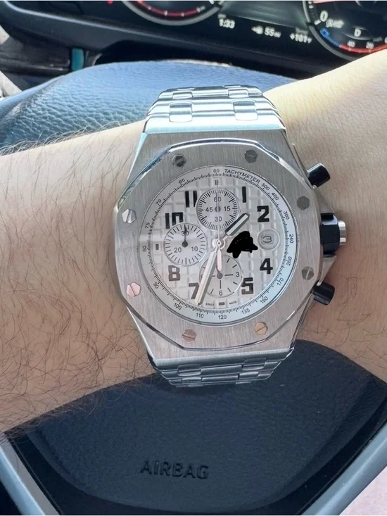 Men’s Luxury Stainless Steel Chronograph Wristwatch - Silver Dial