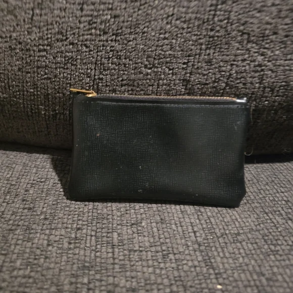Vintage Small Black Textured Leather Zip Pouch