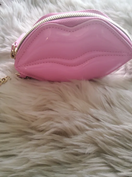 Victoria's Secret Glossy Pink Lip-Shaped Crossbody Bag
