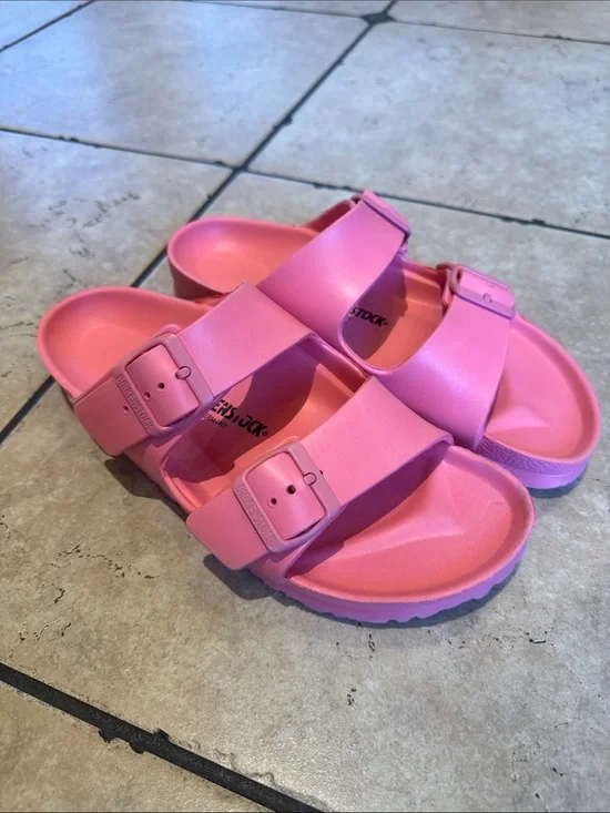 Birkenstock Pink EVA Two-Strap Slide Sandals size 7