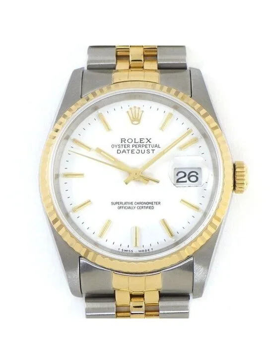 Rolex Watch Datejust L Number 1989 White Dial Full Ted Bezel Jubilee Bracelet