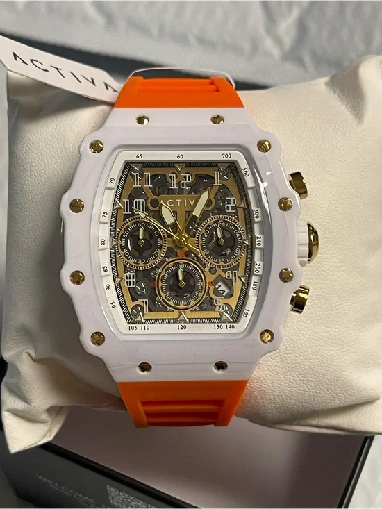 Activa Fury X Invicta Men's Watch w/ Skeleton Dial - 44.3mm, Orange & white New
