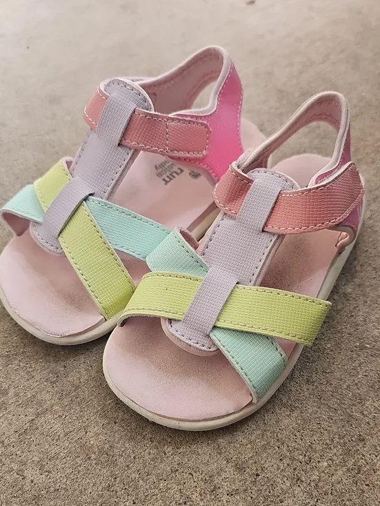 See Kai Run Basics Shayna Pastel Multi-Color Kids Sandals Pink Purple Toddler 8