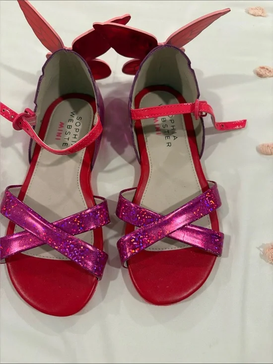 Sophia Webster Girls' Pink & Fuchsia Glitter Butterfly Strap Sandals