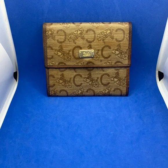 VINTAGE CELINE HORSE CARRIAGE‎ BEIGE MONOGRAM Wallet