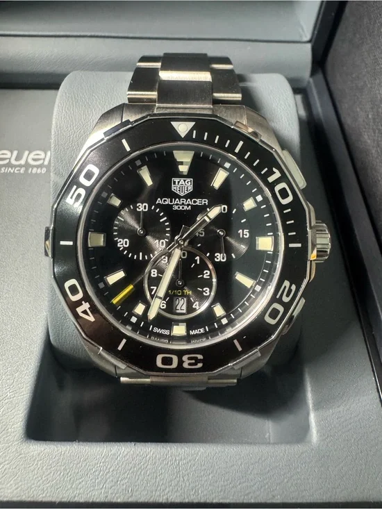 Tag Heuer Aquaracer Black and Silver Chronograph