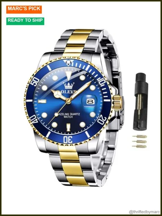 Classic Dress Watch with Date Japanese Quartz Stainless Steel Luminous